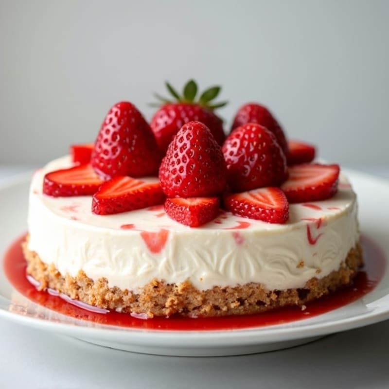 Greek Yogurt Protein Cheesecake with Fresh Strawberries