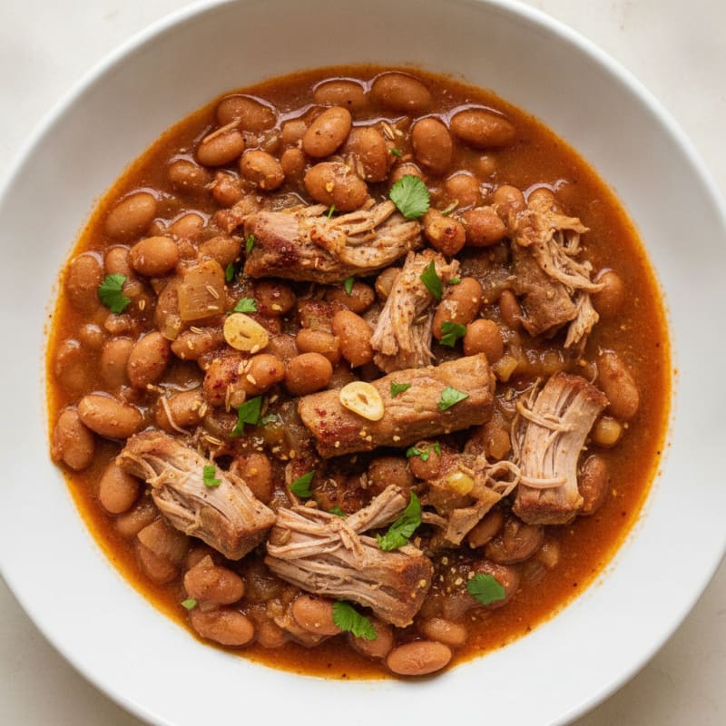 Slow-Cooked Pork and Savory Beans
