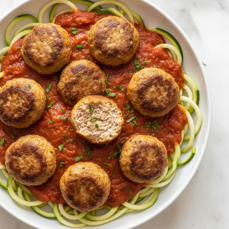 Italian Turkey Meatballs with Zucchini Noodles