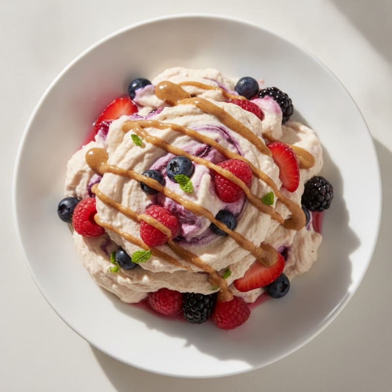 Greek Yogurt Protein Mousse with Mixed Berries
