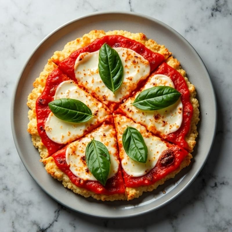 Cauliflower Crust Margherita Pizza with Fresh Basil