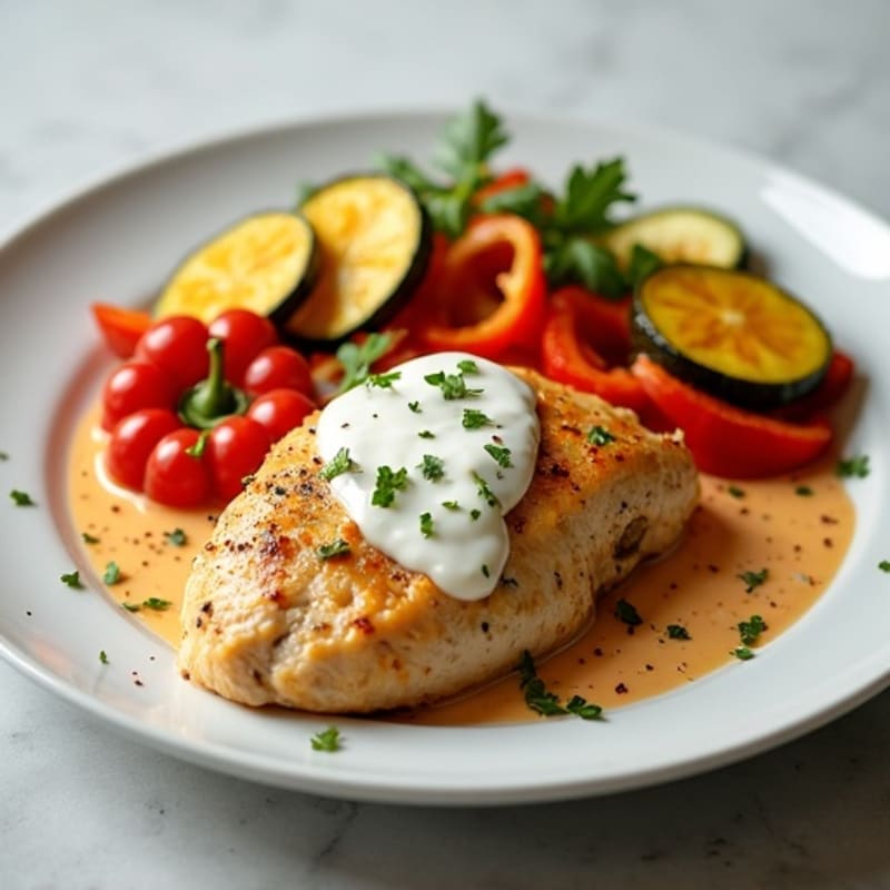 Creamy Spiced Chicken with Roasted Vegetables