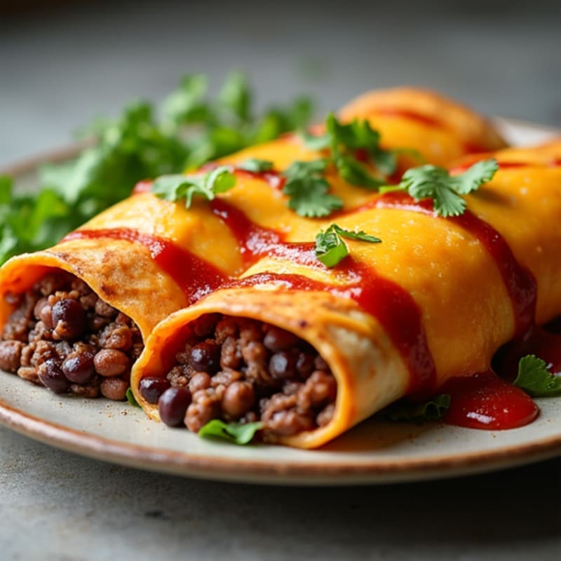 Black Bean and Grass-Fed Beef Enchiladas with Melted Cheese