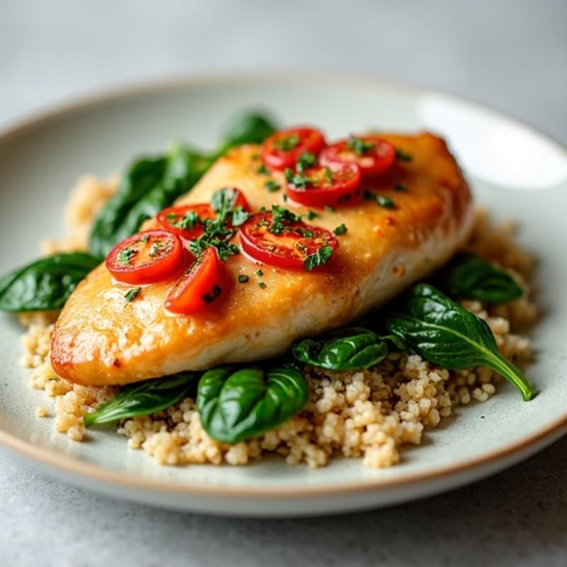 Creamy Sun-Dried Tomato Chicken with Spinach and Quinoa