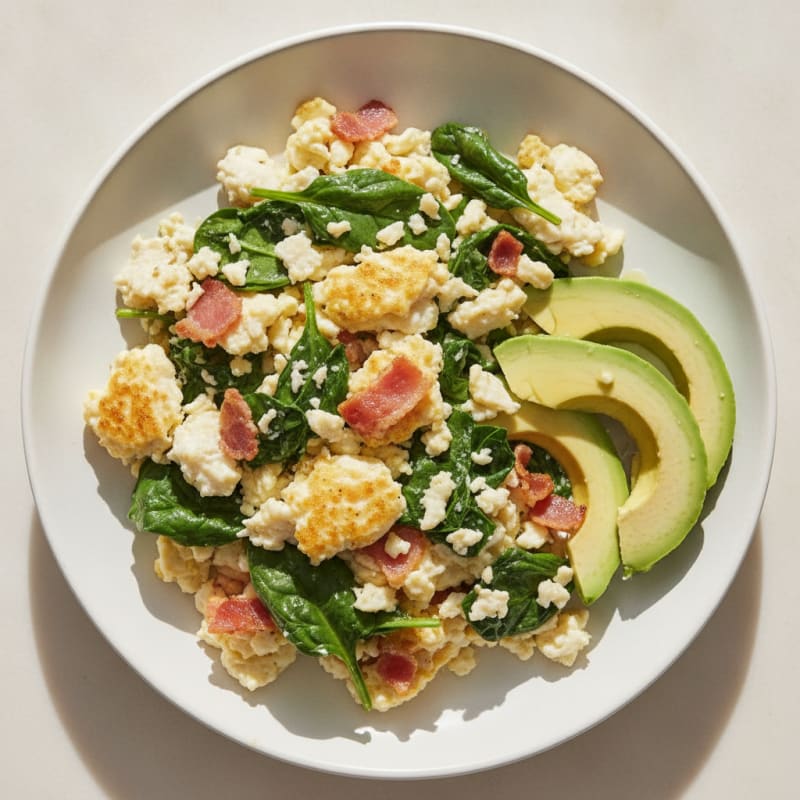Egg White Scramble with Spinach and Turkey Bacon