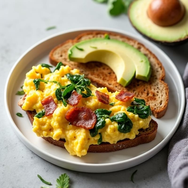 Egg White Scramble with Spinach and Turkey Bacon