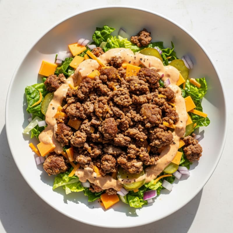 Crispy Ground Beef Big Mac Bowl
