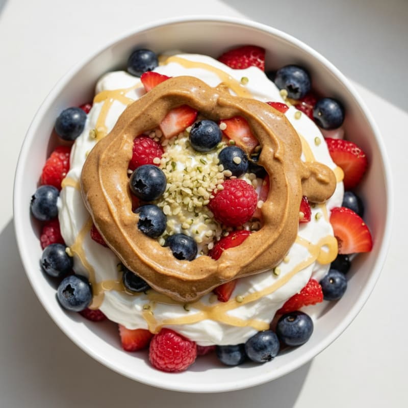 Creamy Greek Yogurt Parfait with Mixed Berries and Almond Butter