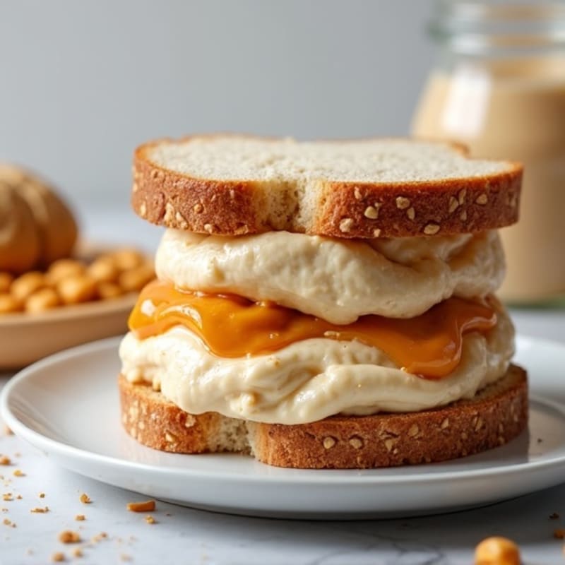 Creamy Protein Fluff and Peanut Butter Whole Grain Sandwich