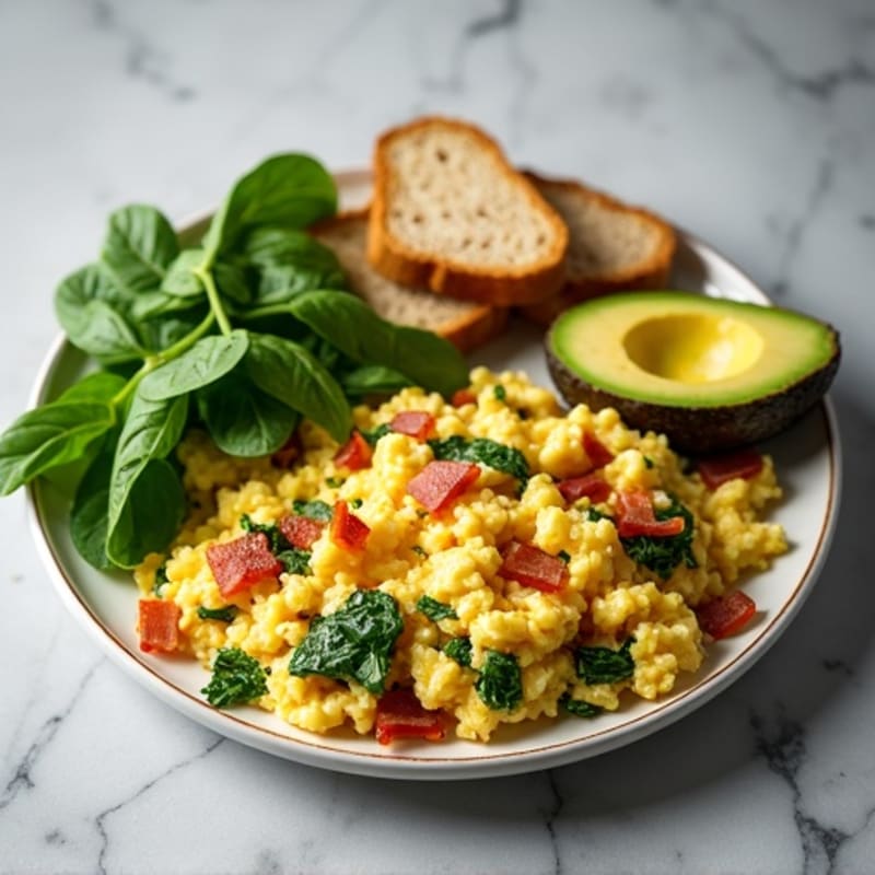 Egg White Scramble with Spinach and Turkey Bacon
