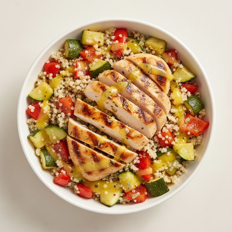 Grilled Chicken and Quinoa Bowl with Roasted Vegetables