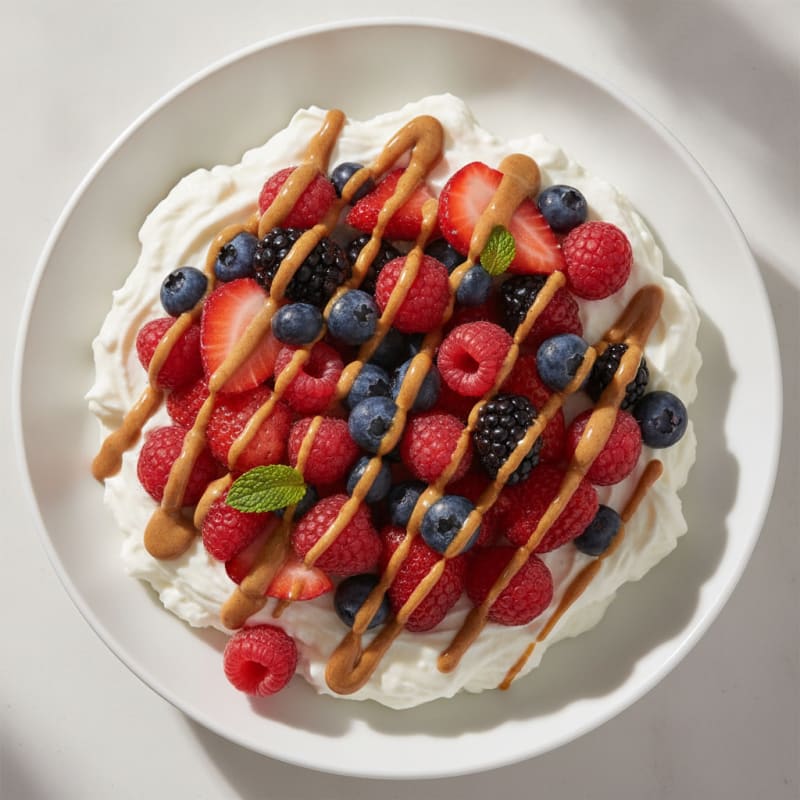 Silky Greek Yogurt Protein Pudding with Mixed Berries