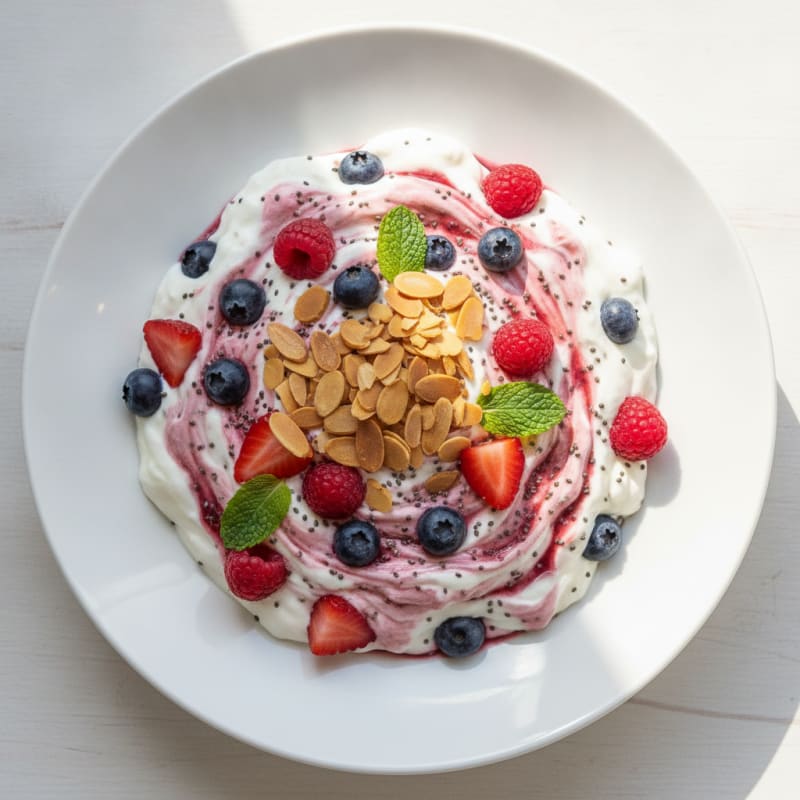 Creamy Greek Yogurt Protein Pudding with Mixed Berries