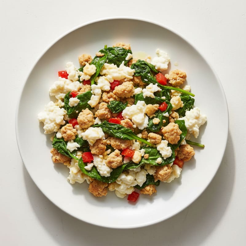 Egg White and Turkey Spinach Scramble