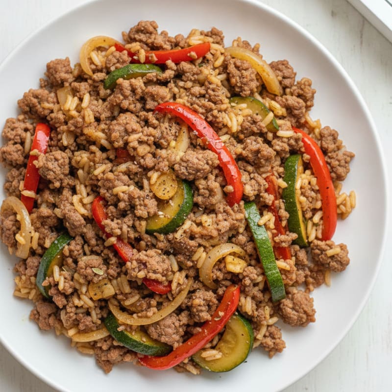 Savory Ground Beef and Rice Skillet