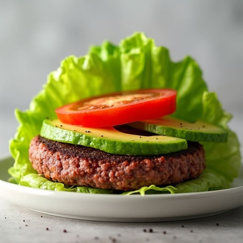 Lean Beef Burger with Crispy Lettuce and Fresh Tomato