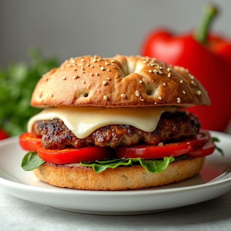 Lean Steak and Bell Pepper Sandwich with Melted Provolone