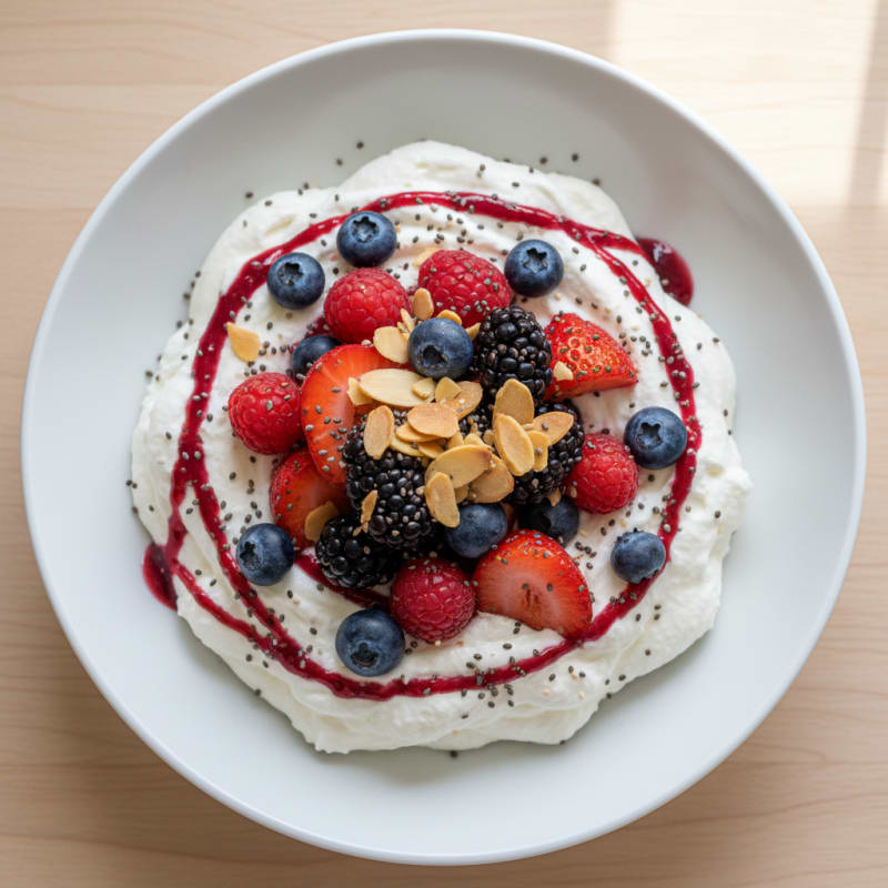 Greek Yogurt Protein Mousse with Mixed Berries