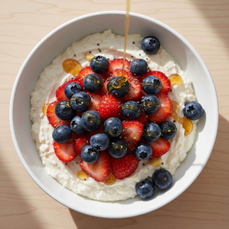 Creamy Cottage Cheese Overnight Oats with Fresh Berries
