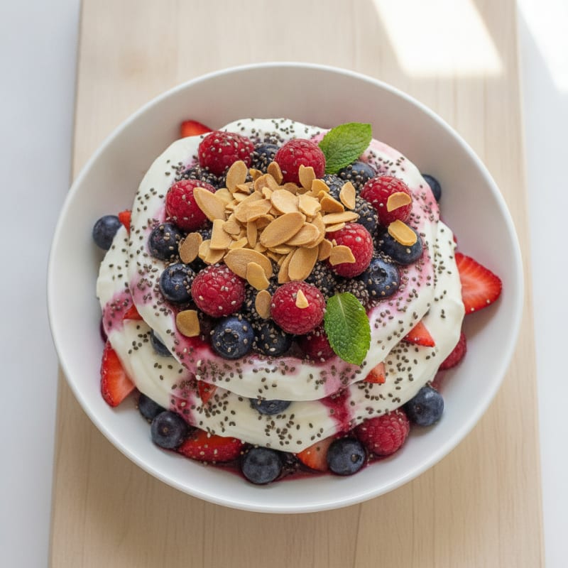 High-Protein Yogurt Parfait with Berries and Chia Seeds