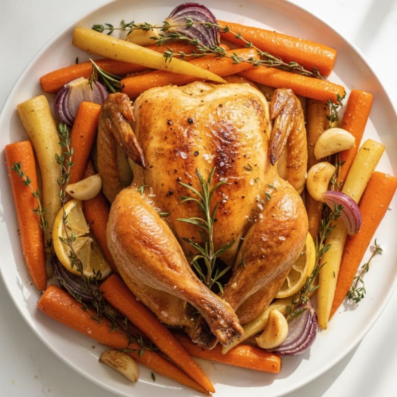 Herb-Roasted Whole Chicken with Root Vegetables