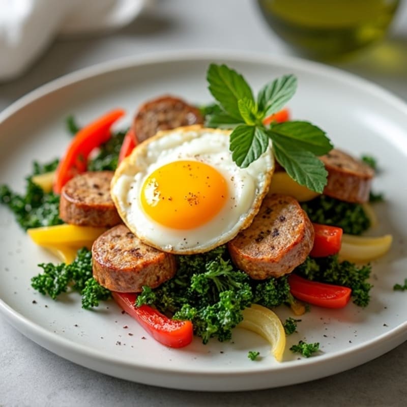 Savory Chicken Sausage and Kale Scramble