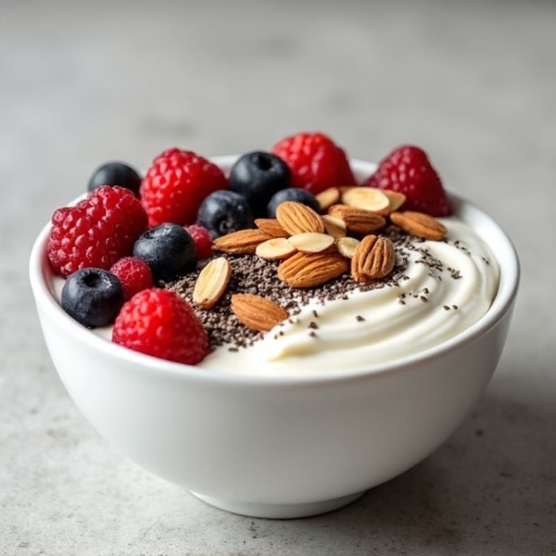 Creamy Greek Yogurt Protein Bowl with Mixed Berries and Almonds