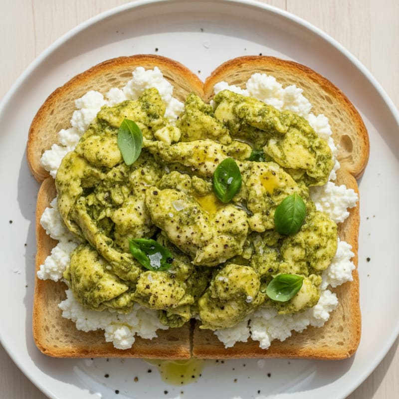 Pesto Eggs with Cottage Cheese