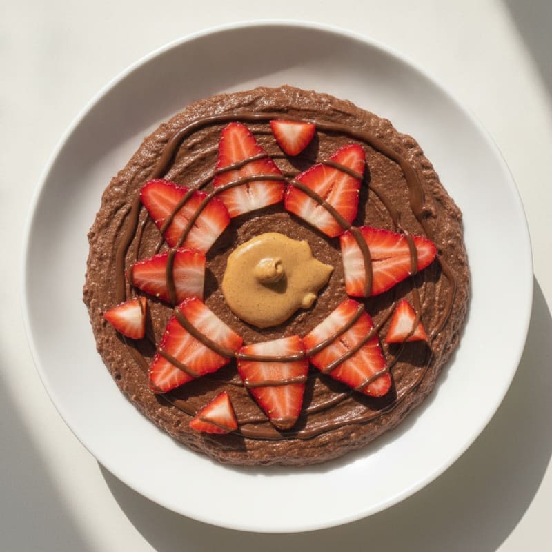 Silky Chocolate Protein Pudding with Sliced Strawberries