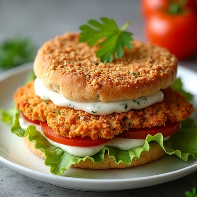 Crispy Baked Chicken Cutlet Sandwich with Herb Aioli