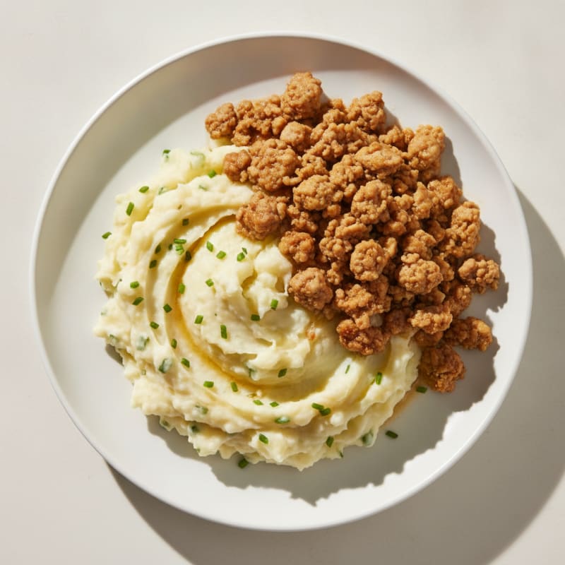 Buttery Garlic Mashed Potatoes with Savory Ground Turkey