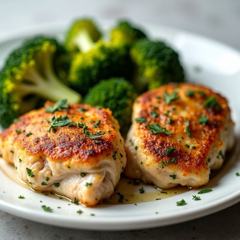 Herb-Crusted Chicken Thighs with Garlic Roasted Broccoli