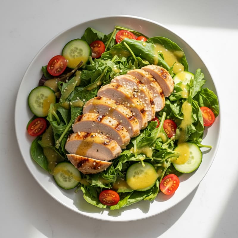 Grilled Turkey Breast Salad with Mixed Greens and Lemon Vinaigrette