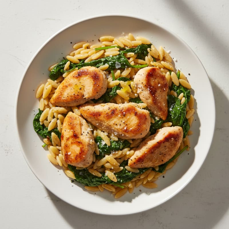 Garlic Chicken and Spinach Orzo