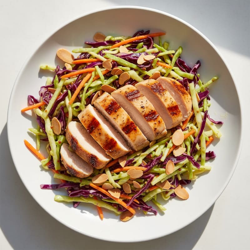 Grilled Chicken Breast with Crunchy Cabbage Slaw