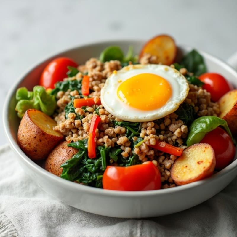 Lean Ground Turkey and Veggie Skillet with Crispy Potatoes