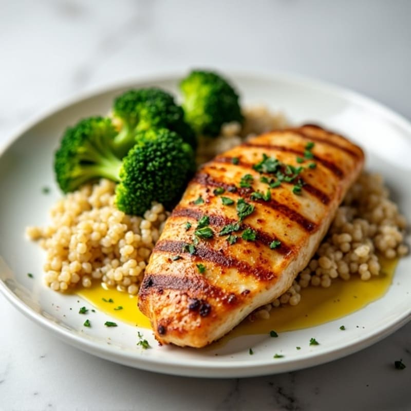 Grilled Chicken Breast with Quinoa and Steamed Broccoli