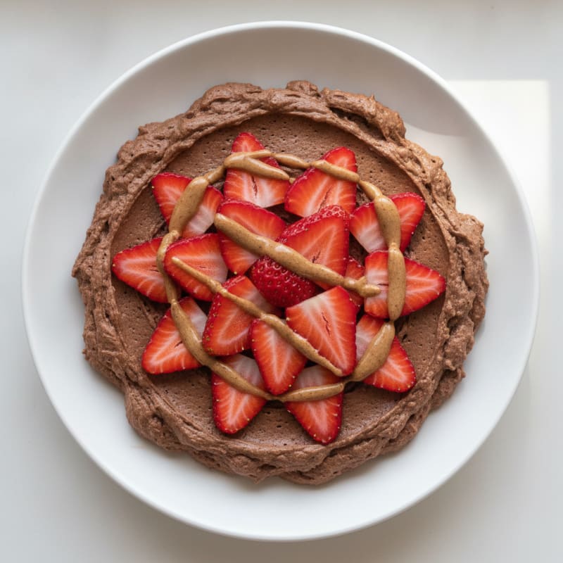 Silky Chocolate Protein Pudding with Sliced Strawberries