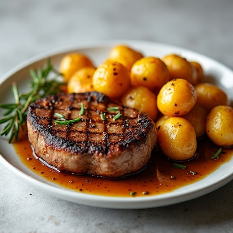 Garlic Pan-Seared Steak with Crispy Roasted Potatoes
