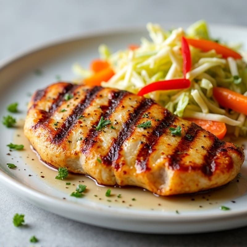 Grilled Chicken Breast with Crunchy Cabbage Slaw