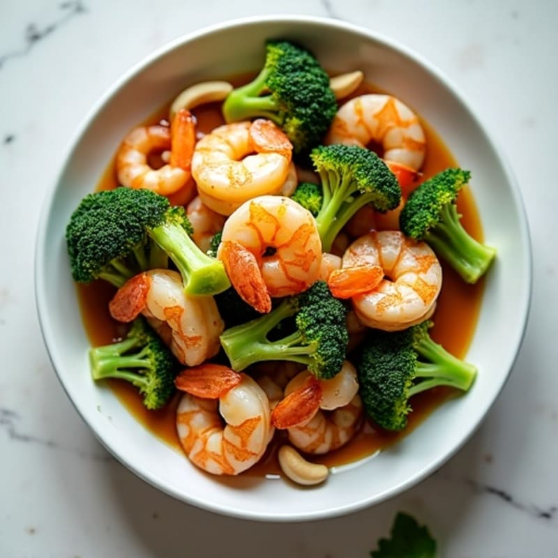 Garlic Shrimp Stir-Fry with Steamed Broccoli