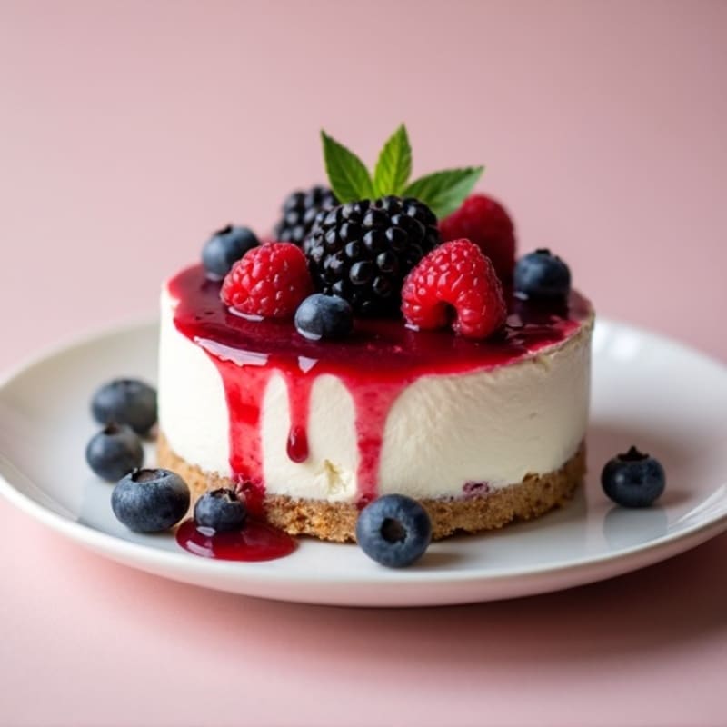 Greek Yogurt Protein Cheesecake with Berry Compote