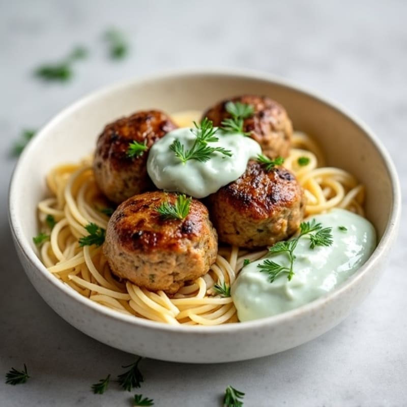 Lean Turkey Meatballs with Creamy Dill Sauce