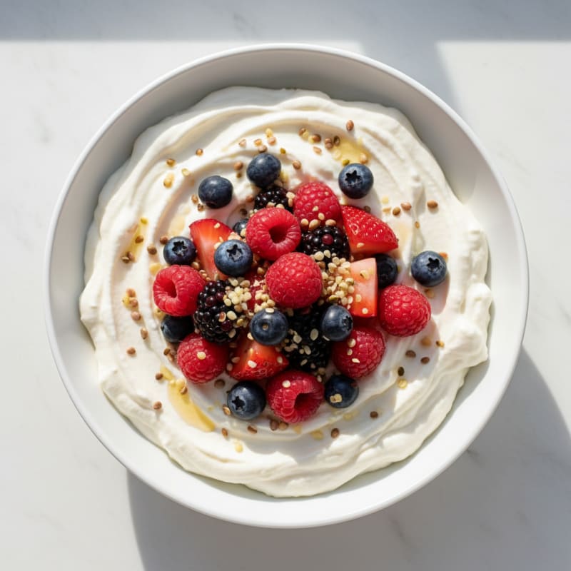 Silky Greek Yogurt Protein Mousse with Mixed Berries