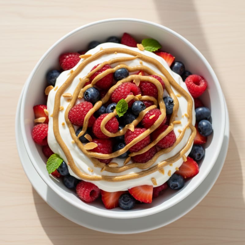 Greek Yogurt Protein Parfait with Berries and Almond Butter
