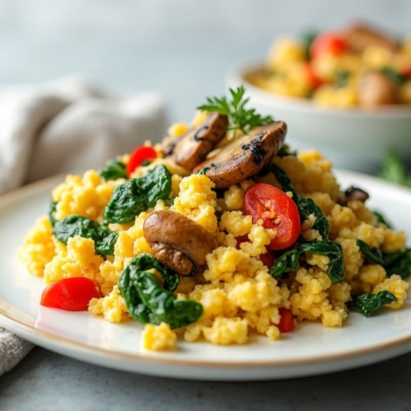 Egg White Veggie Scramble with Cottage Cheese