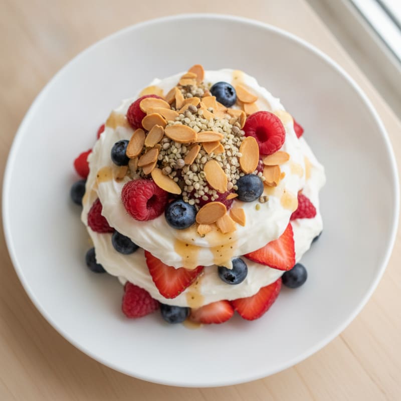 Greek Yogurt Protein Parfait with Mixed Berries