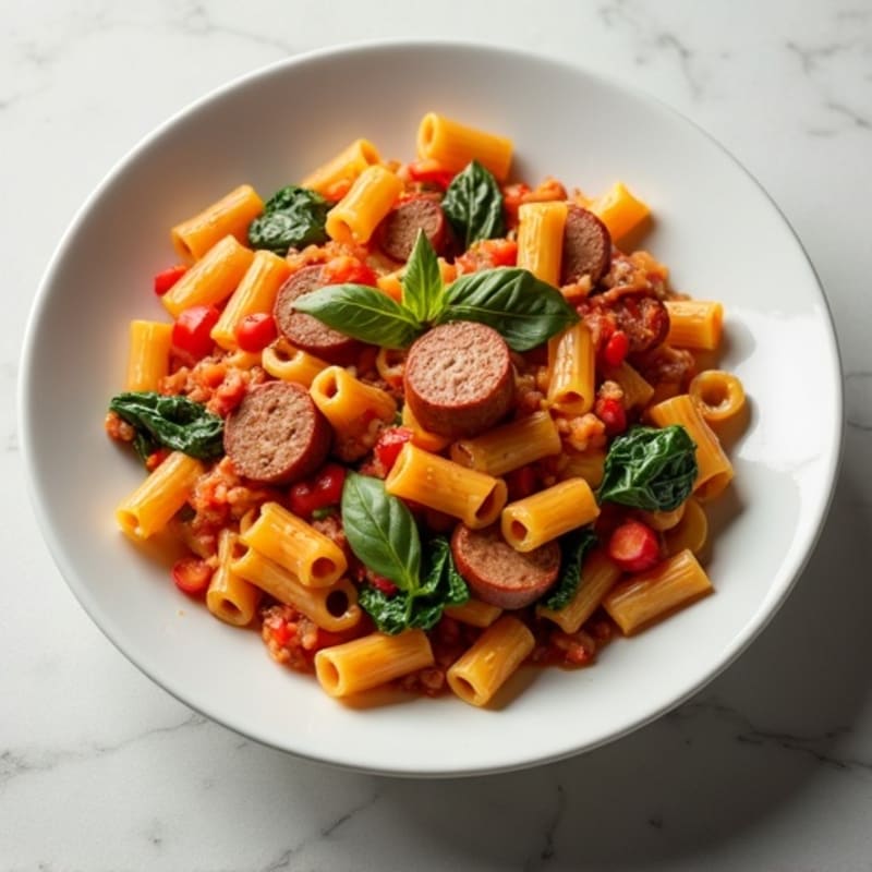 Hearty Lean Sausage Ragu with Whole Grain Penne