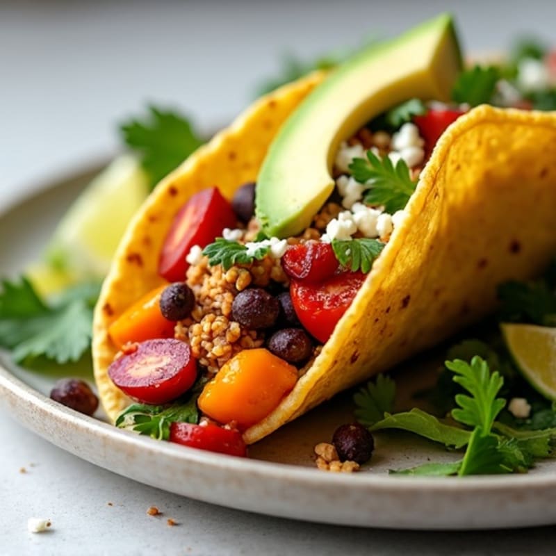 Crispy Black Bean and Roasted Veggie Tacos