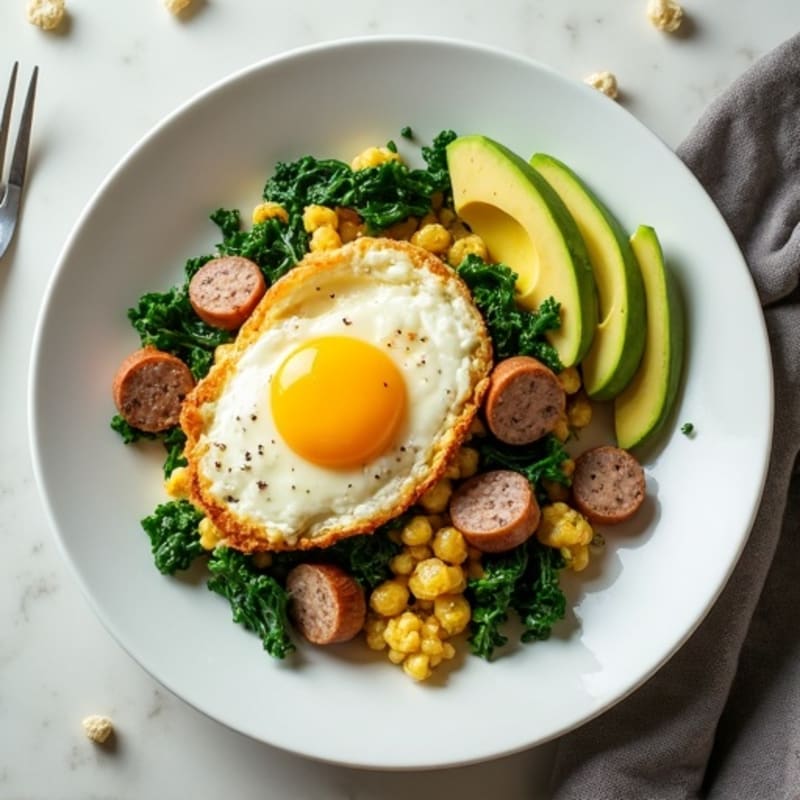 Egg White and Turkey Sausage Scramble with Spinach